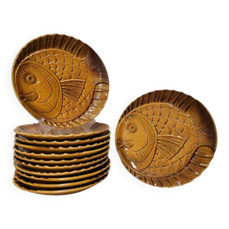 Ensemble d'assiettes, Céramique Ateliers du Revernay, « Daurade », Milieu du siècle - France