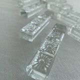 Porte-couteaux en cristal, Motif floral en relief, Art de la table vintage