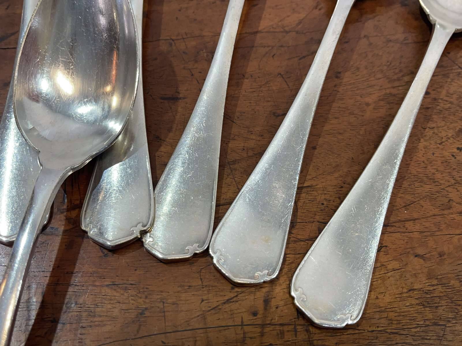 Set of 12 large silver-plated metal spoons - christofle