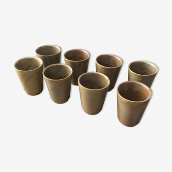 Lot de 8 Tasses gobelets en grès brut Digoin