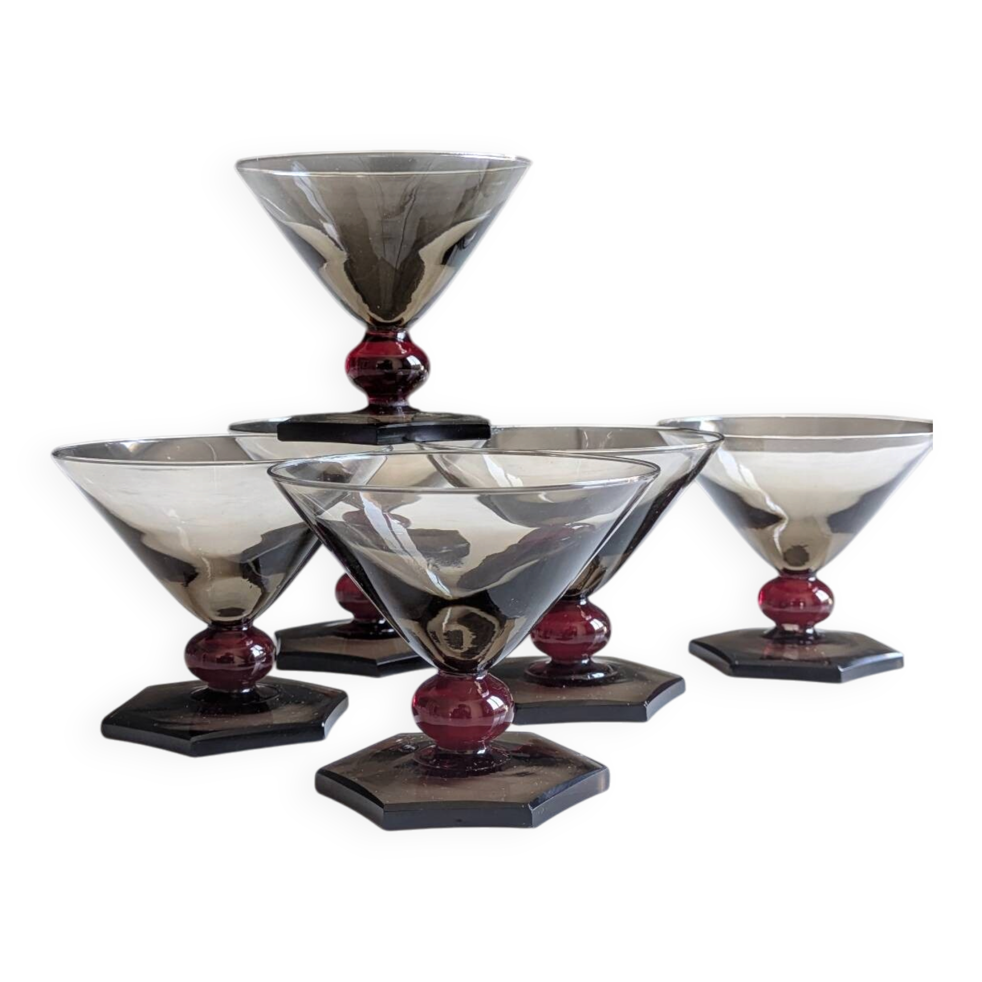 Verres à pied Art Deco verre de Murano