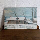 Oil on wood panel - snowscape G. Moses