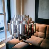 Mid Ventury Modern silver Danish hanging lamp