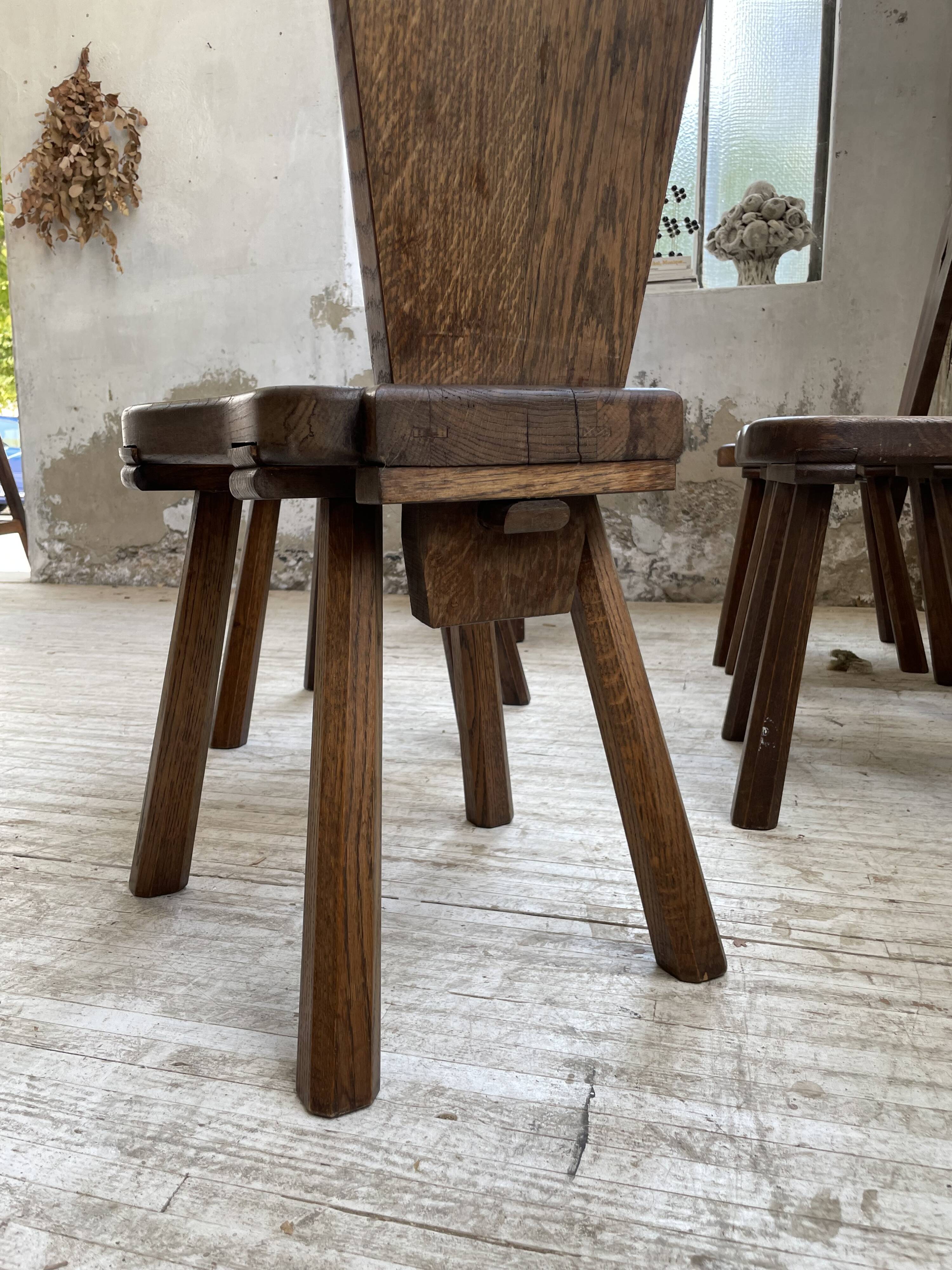 Chaises chêne massif chapo savoyarde art populaire