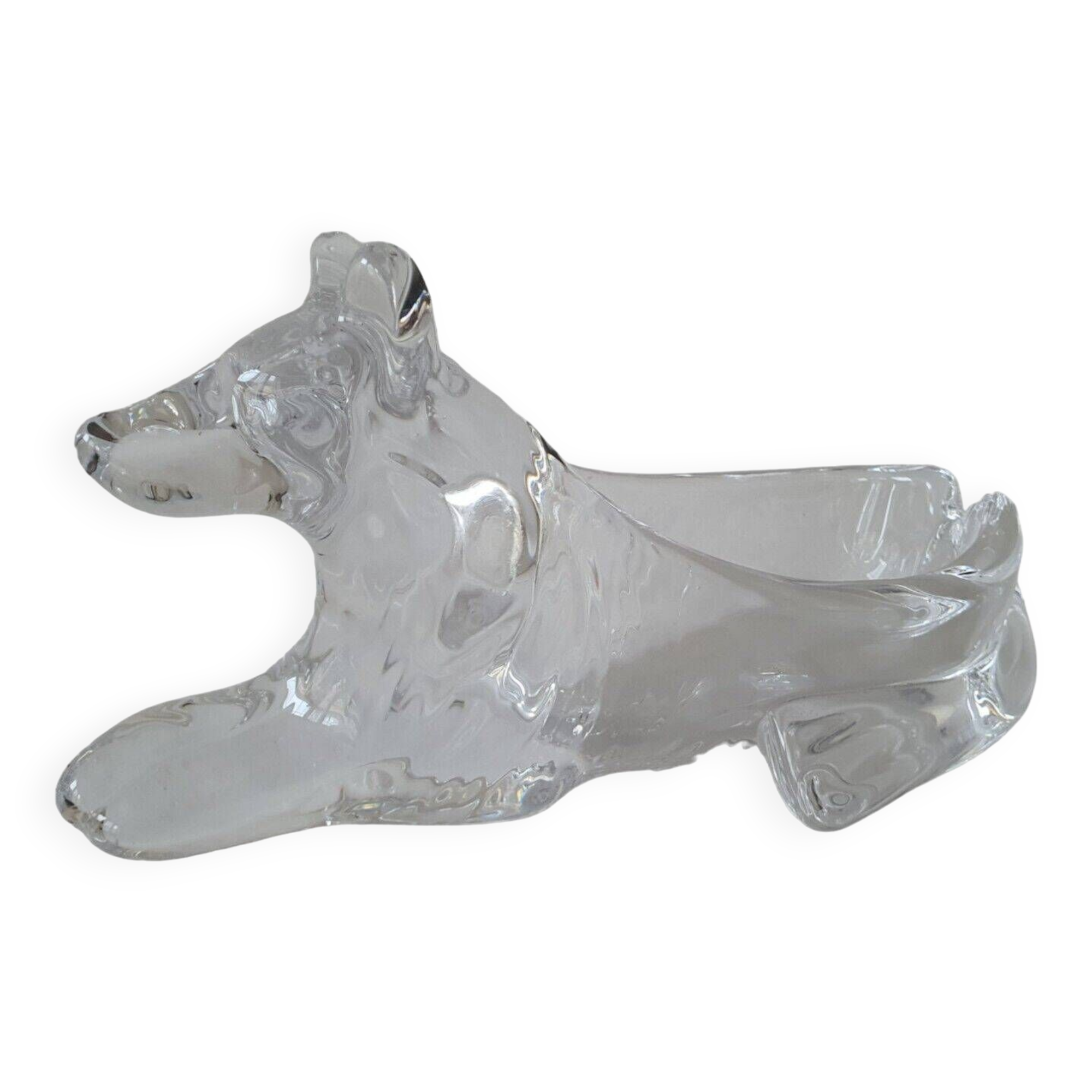 Crystal dog ashtray art v clichy france to confirm