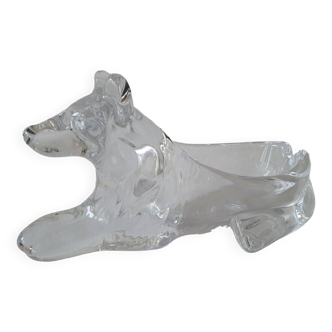 Crystal dog ashtray art v clichy france to confirm