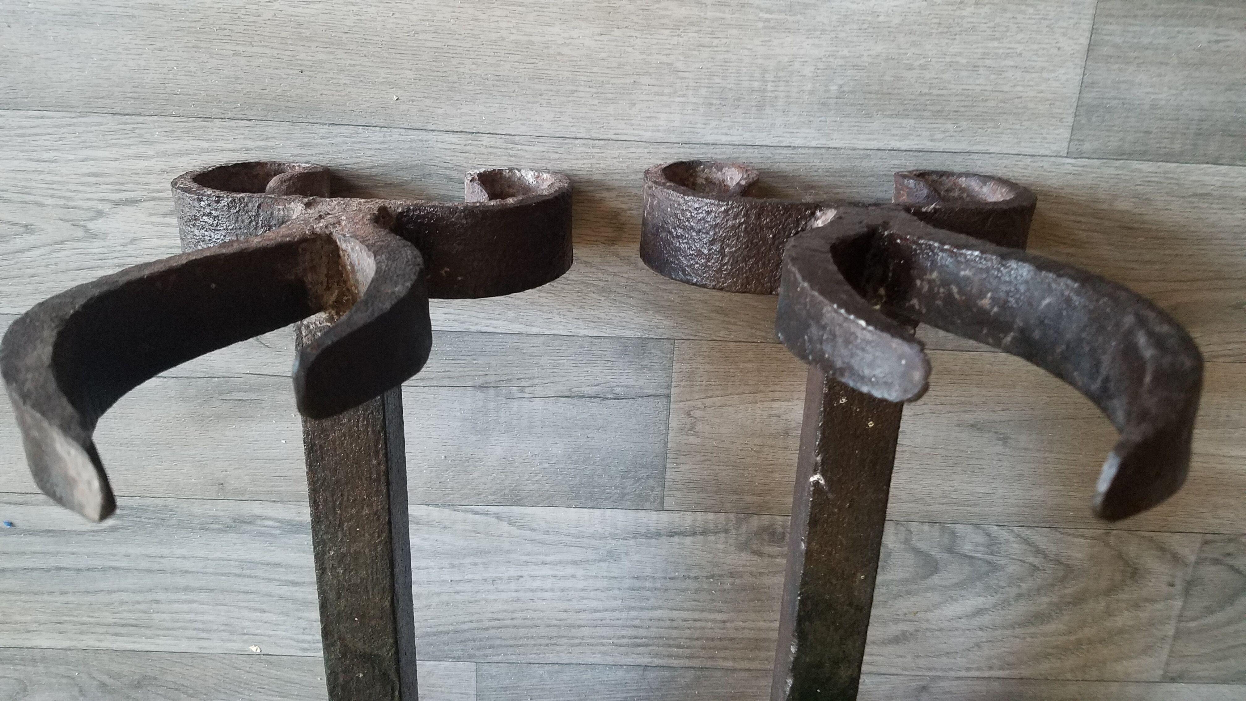 Pair of old wrought iron chenets