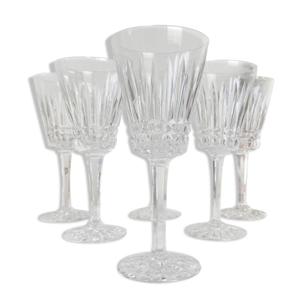6 verres à vin rouge cristal ciselé français