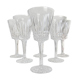 6 French chiseled crystal red wine glasses