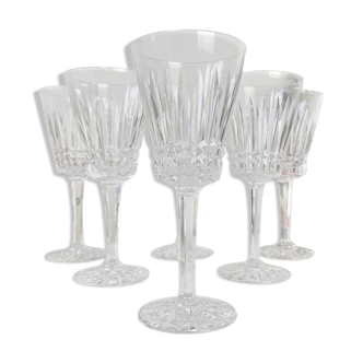 6 french chiseled crystal red wine glasses