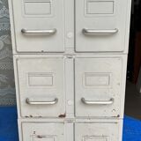 Set of 3 industrial lockers with 2 stackable drawers