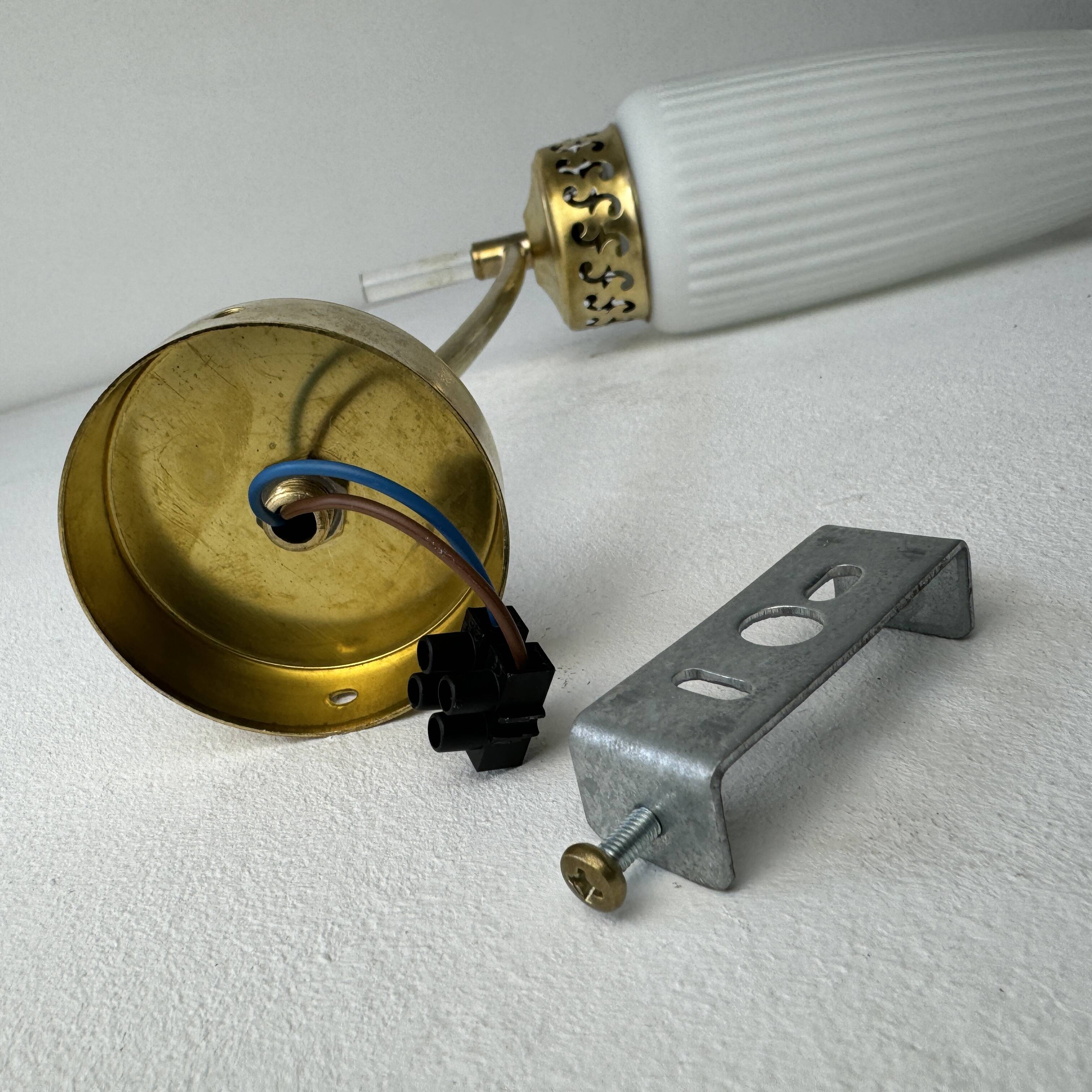 Set of 3 vintage opaline wall lights