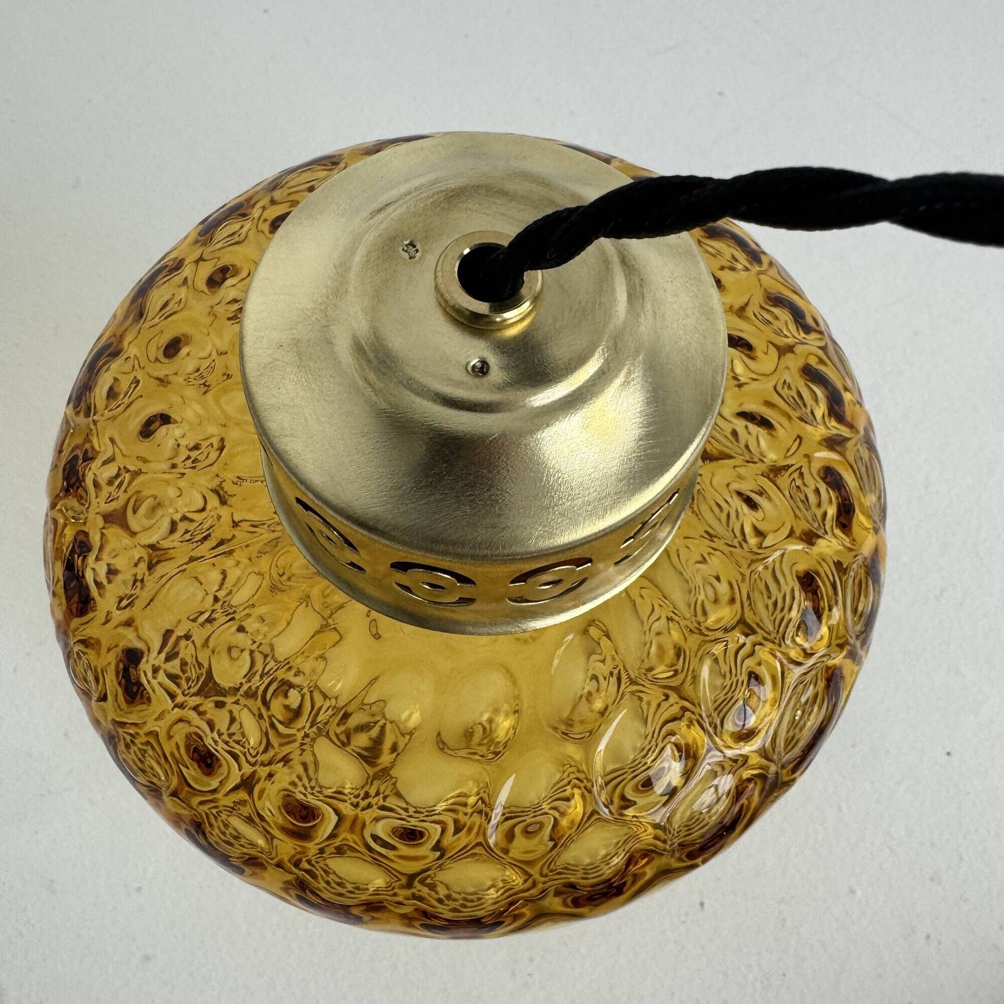 PAIR OF ANTIQUE TEXTURED AMBER GLASS SUSPENSIONS VINTAGE