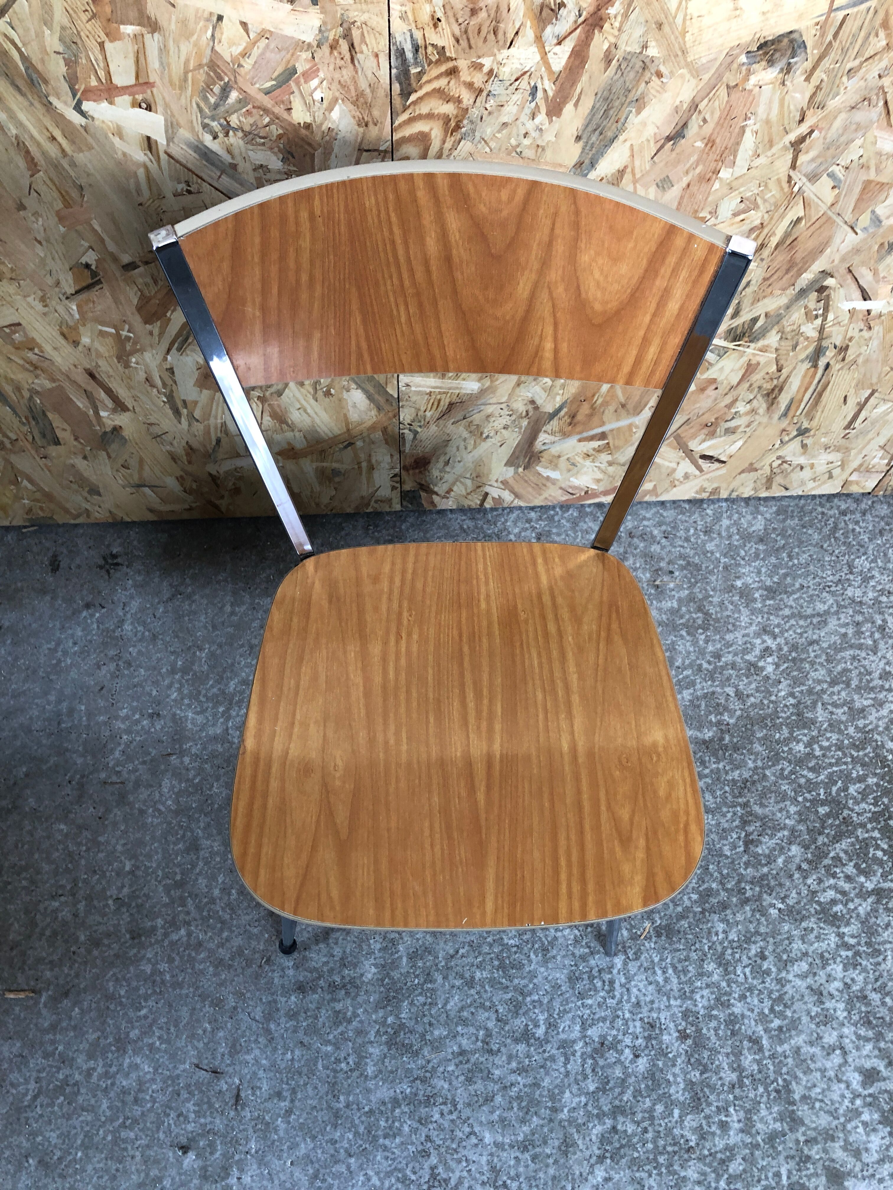 Chair feet compass metal chrome in formica brown 70