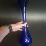 Vase bleu Murano vase soliflore meulé