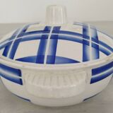 Vegetable Tureen Old Opaque Porcelain Badonviller Vintage Blue Tiles Decor