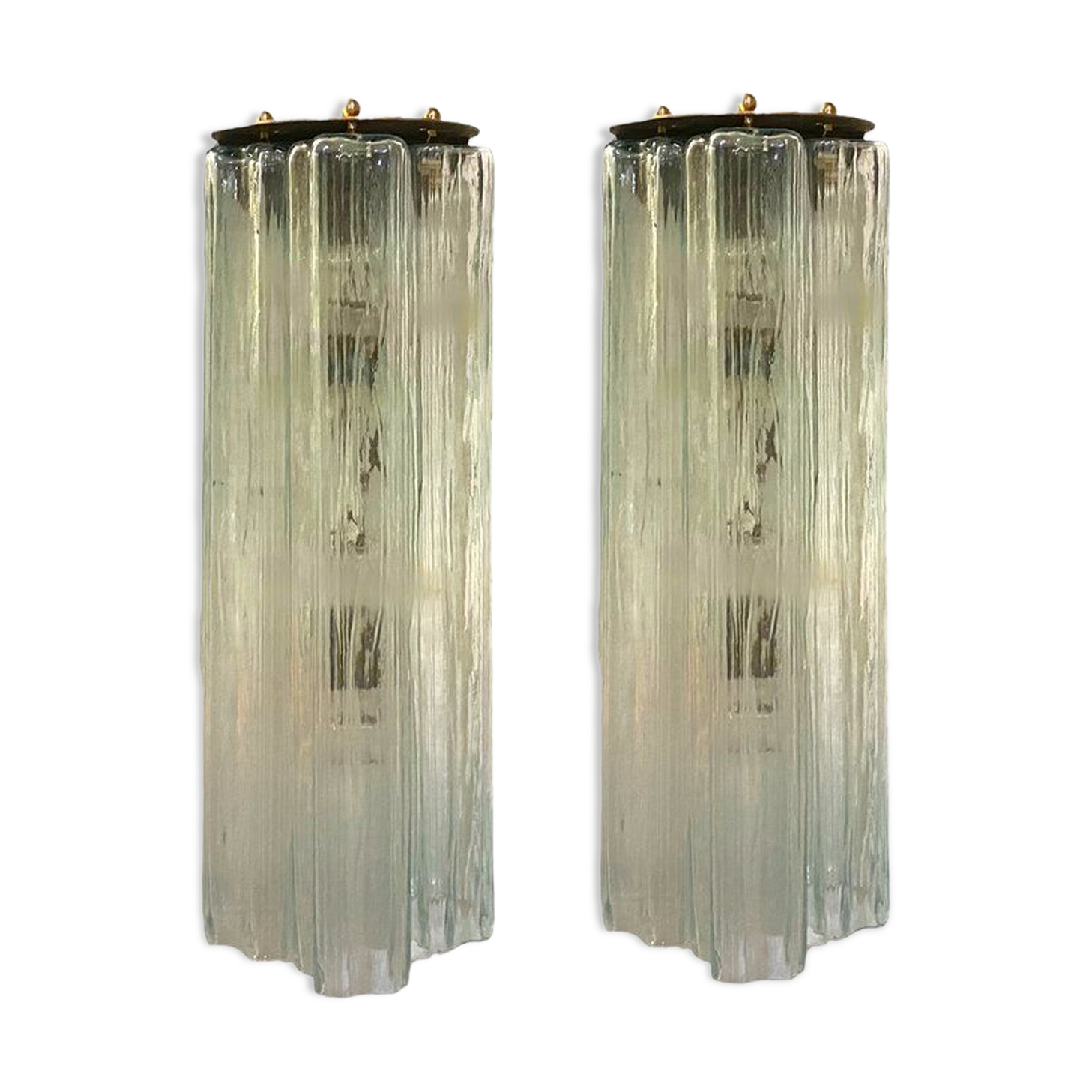 Italian Murano Glass Tube Sconces, Set of 2