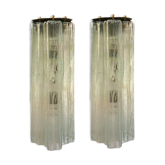Italian Murano Glass Tube Sconces, Set of 2