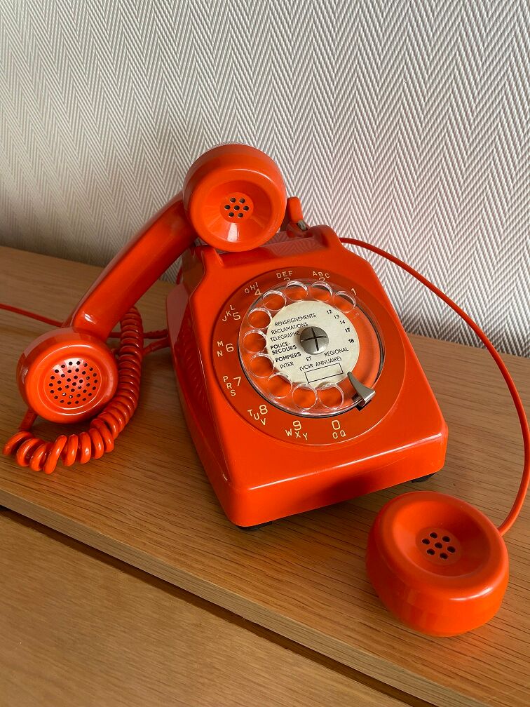 Vintage Socotel orange dial phone, 1971