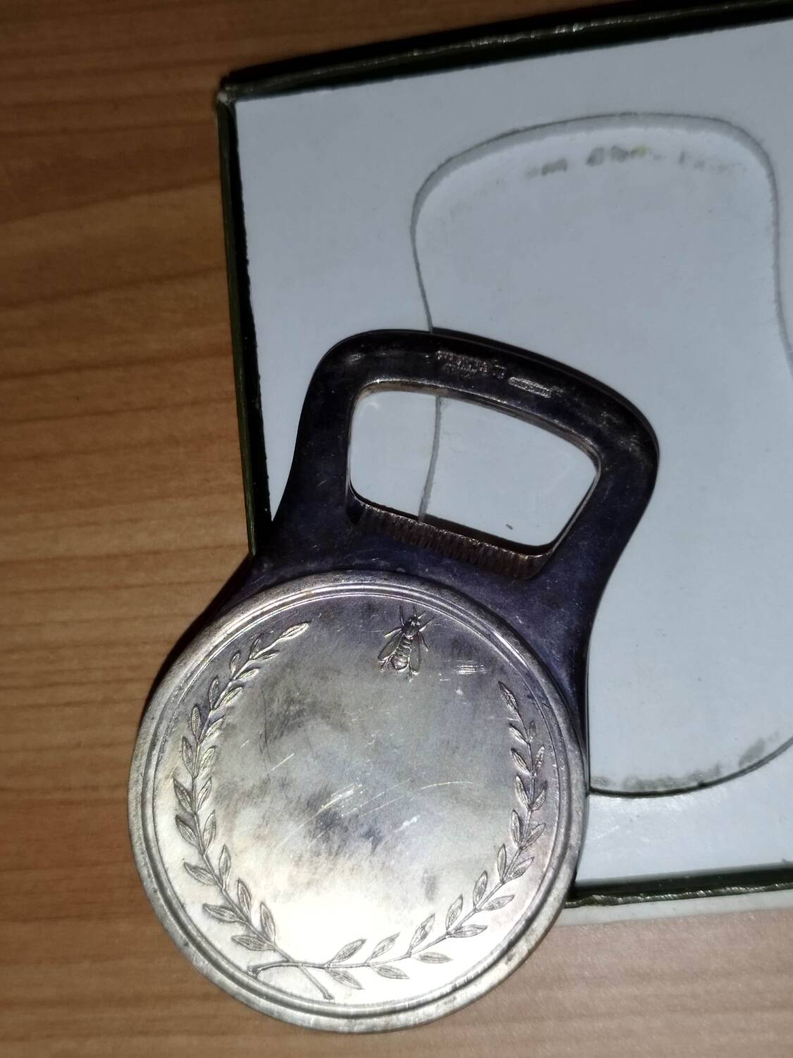 Christofle bottle opener silver metal box