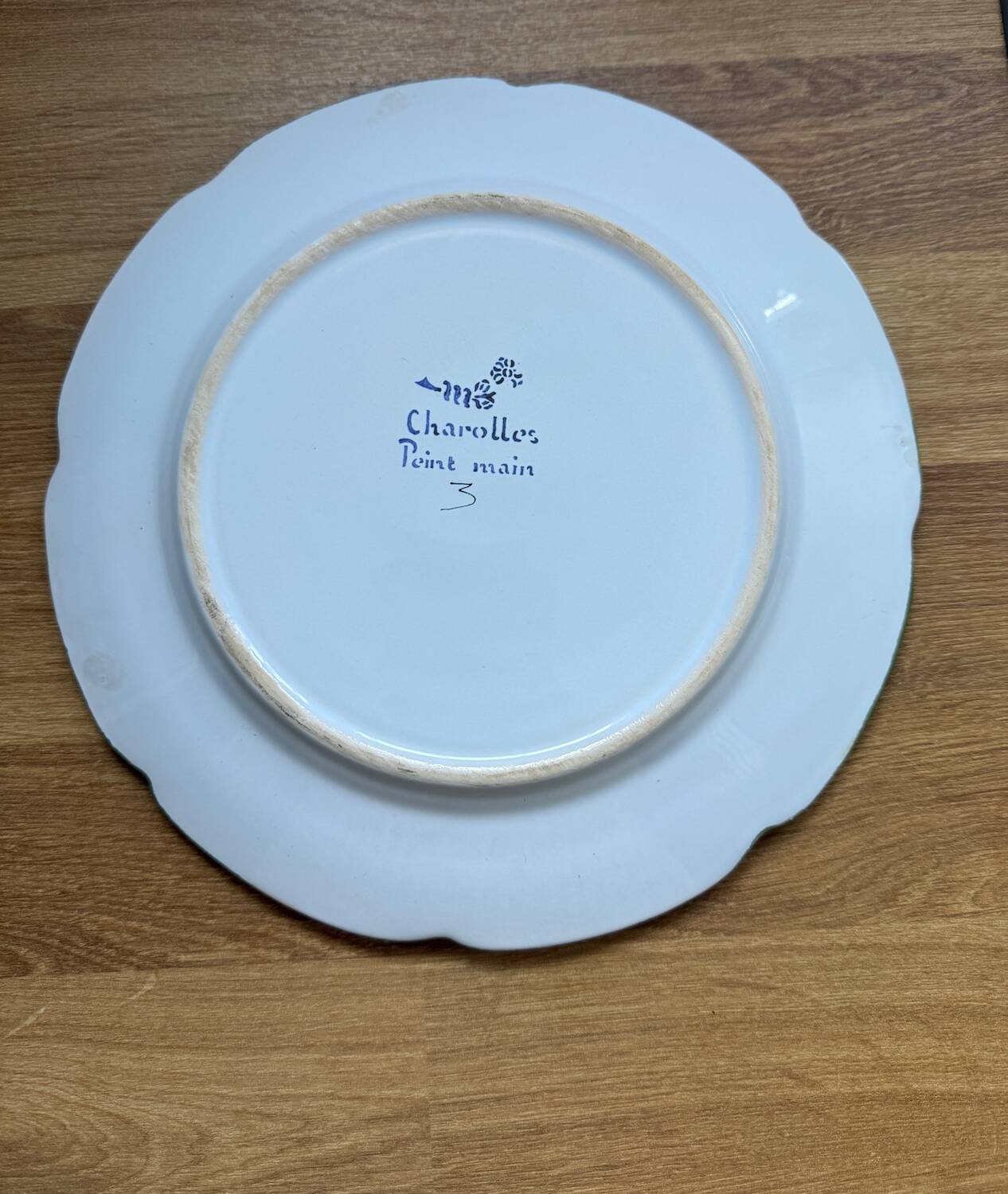 Pair of vintage Charolles plates hand-painted – Botanical decor