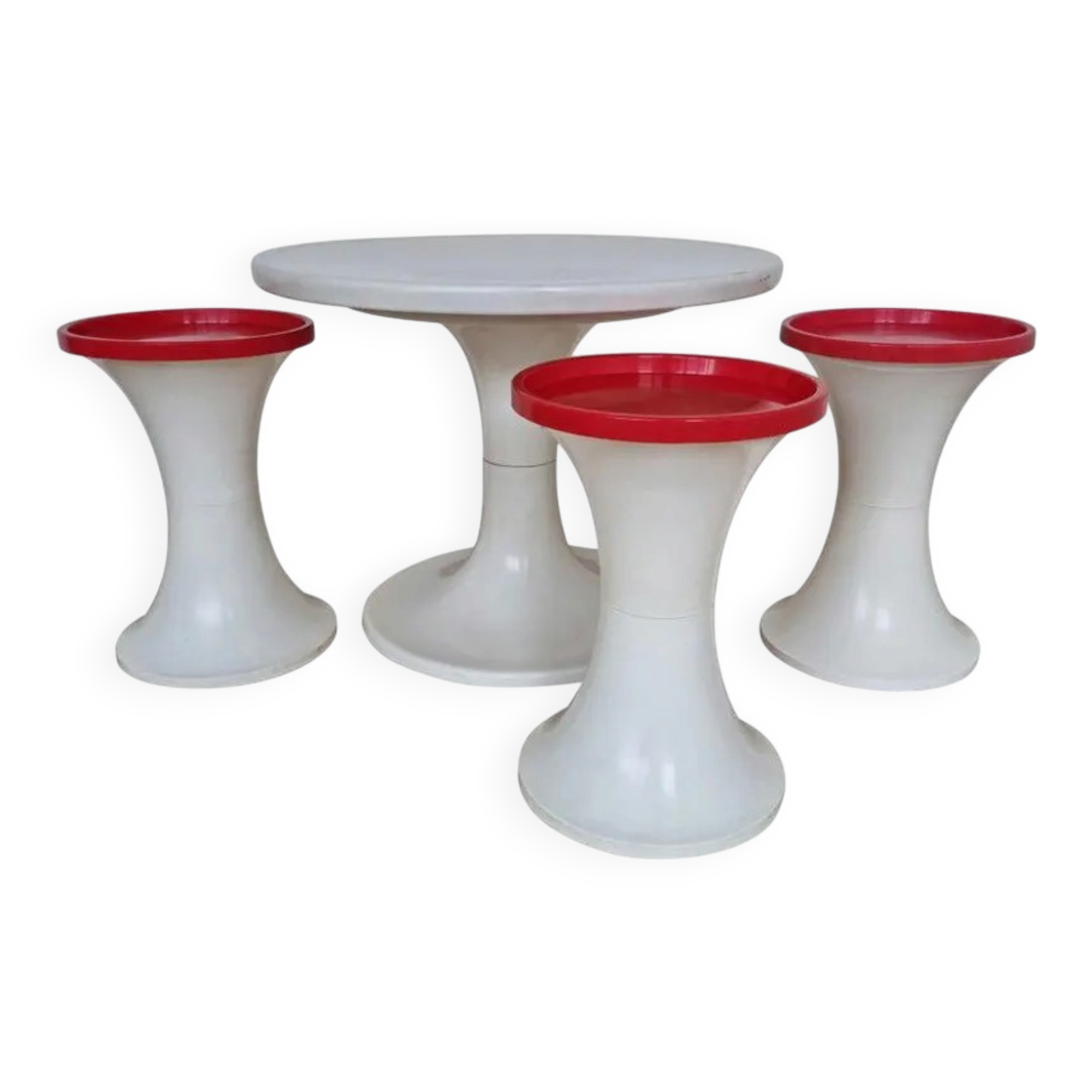 Midcentury Set of Three Tulip Stools and Coffee Table, Space Age, Germany, 1970s