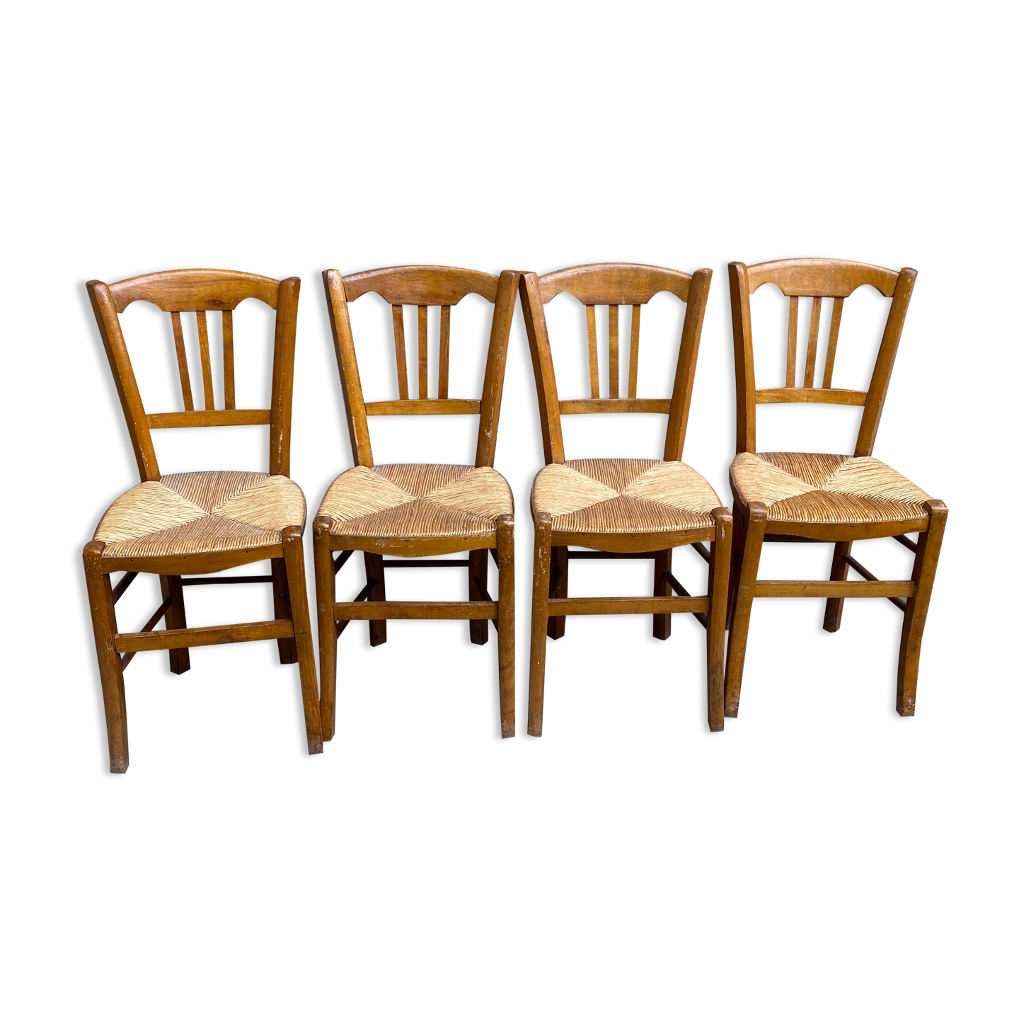 Lot de 4 chaises bois paillees
