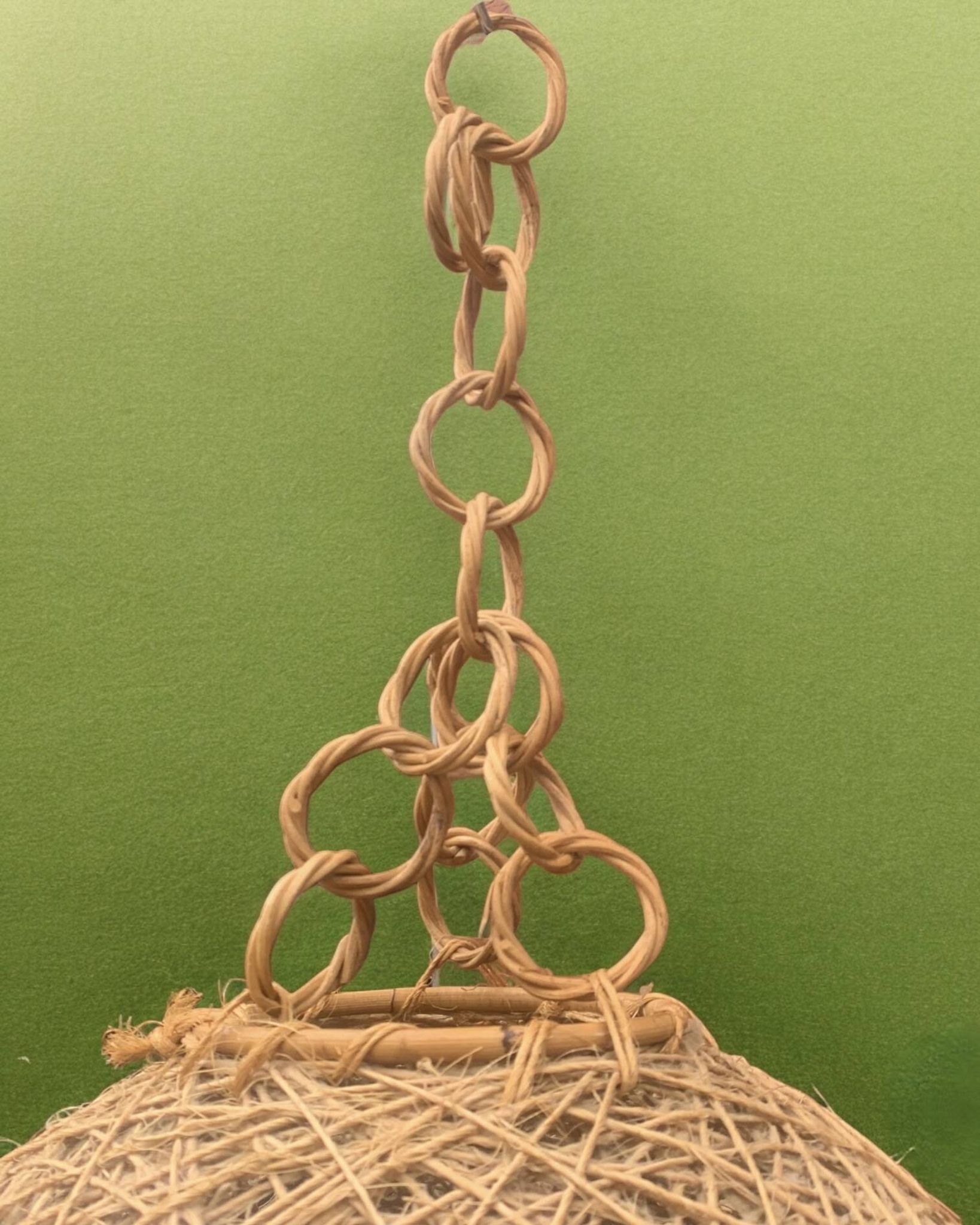 Suspension boule vintage en corde et rotin - 36 cm