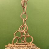 Vintage rope and rattan ball pendant light - 36 cm