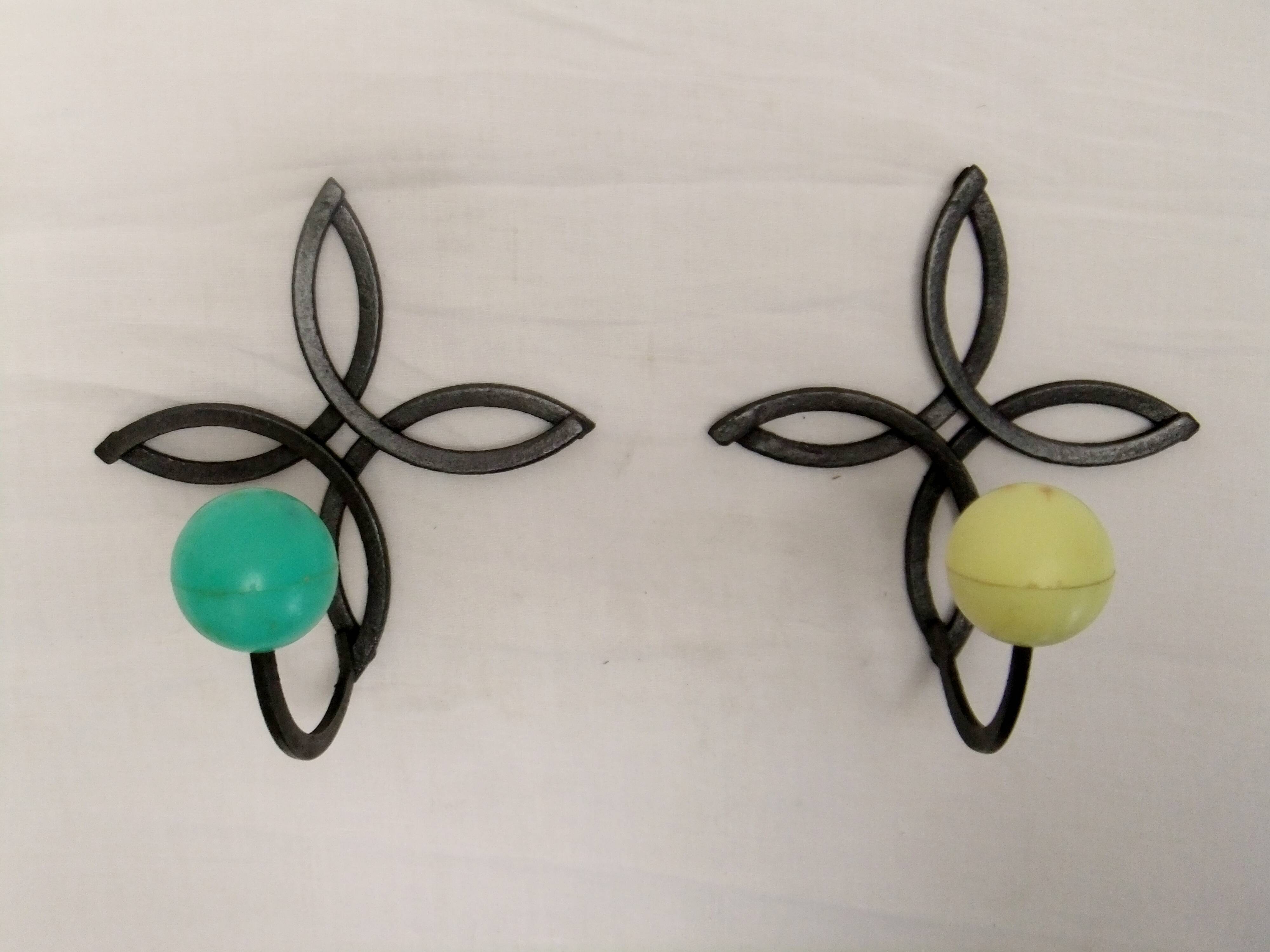 Wrought iron pair coat hook design