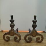 Pair of brass chenets