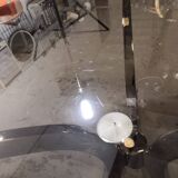 Table basse vintage, chrome et verre