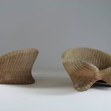 Pair of rattan lotus armchairs, 1970s
