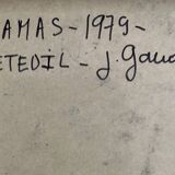 Very large framed surrealist collage by Alain Gaudet 1979