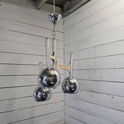 Vintage 3-light chrome metal chandelier