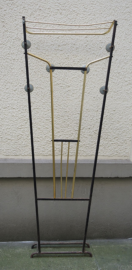 Old coat rack cloakroom in iron & brass art deco