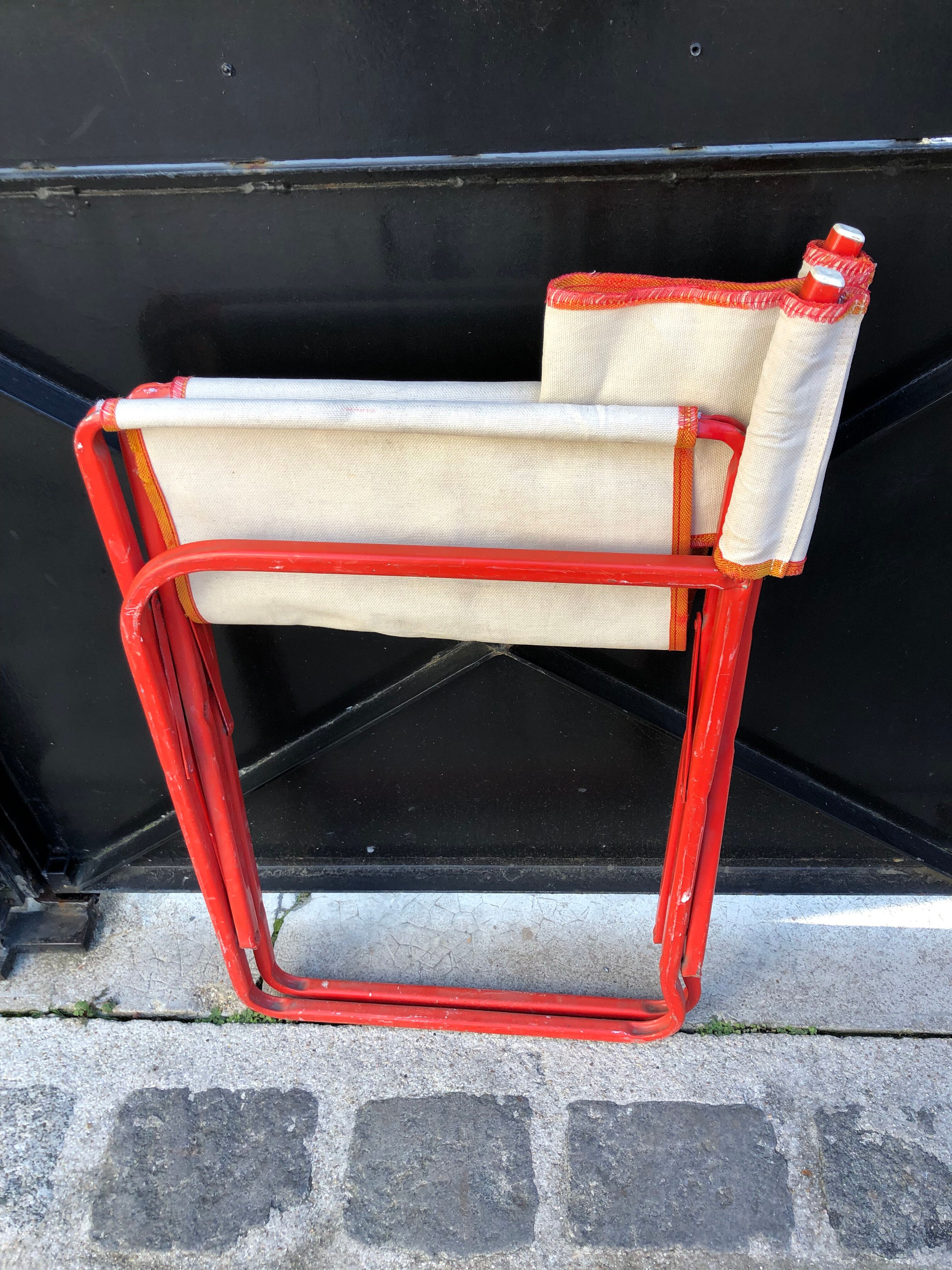 Folding metal armchair