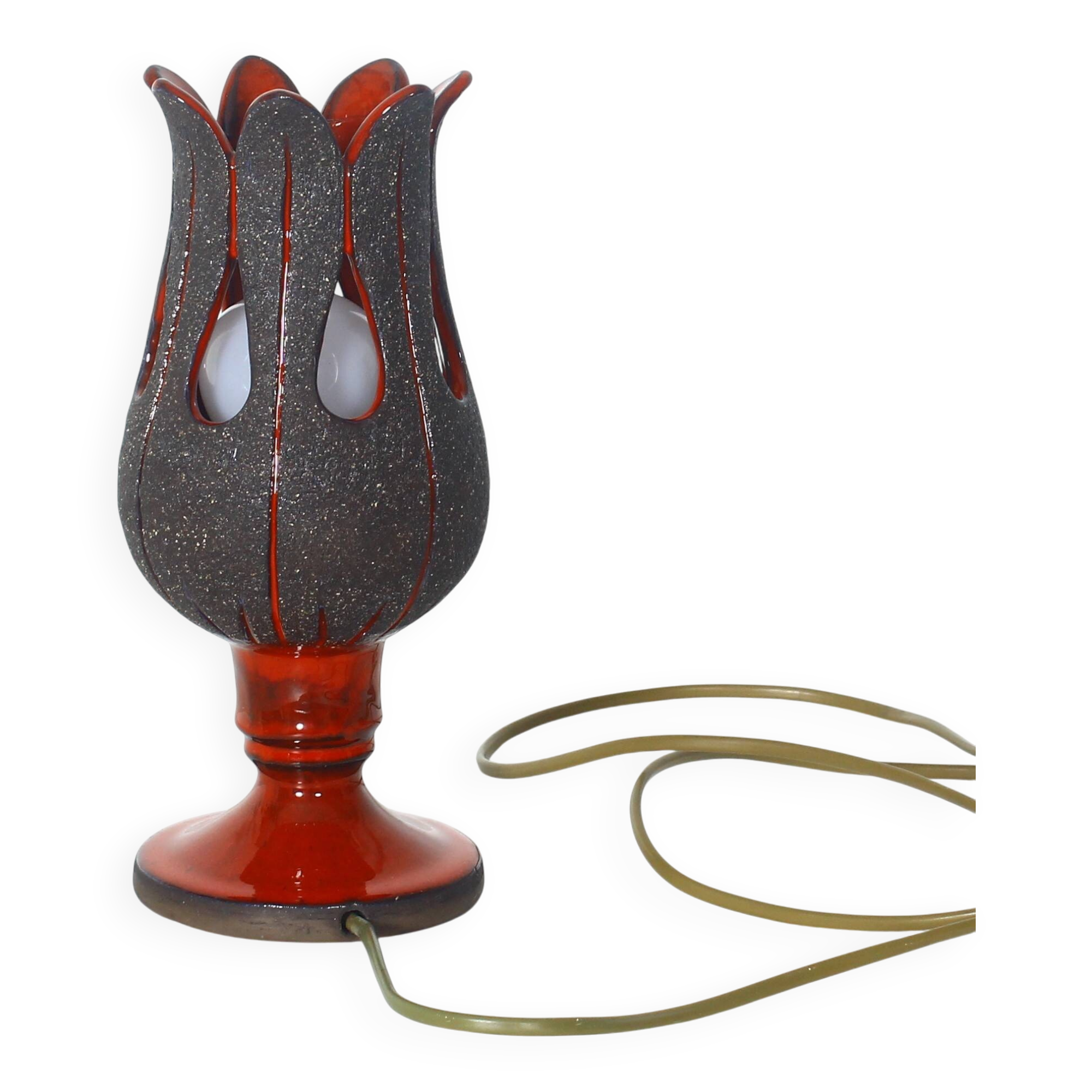 Handmade red ceramic table lamp, Sweden, 1970s