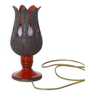 Lampe de table artisanale en céramique rouge, Suède, années 1970