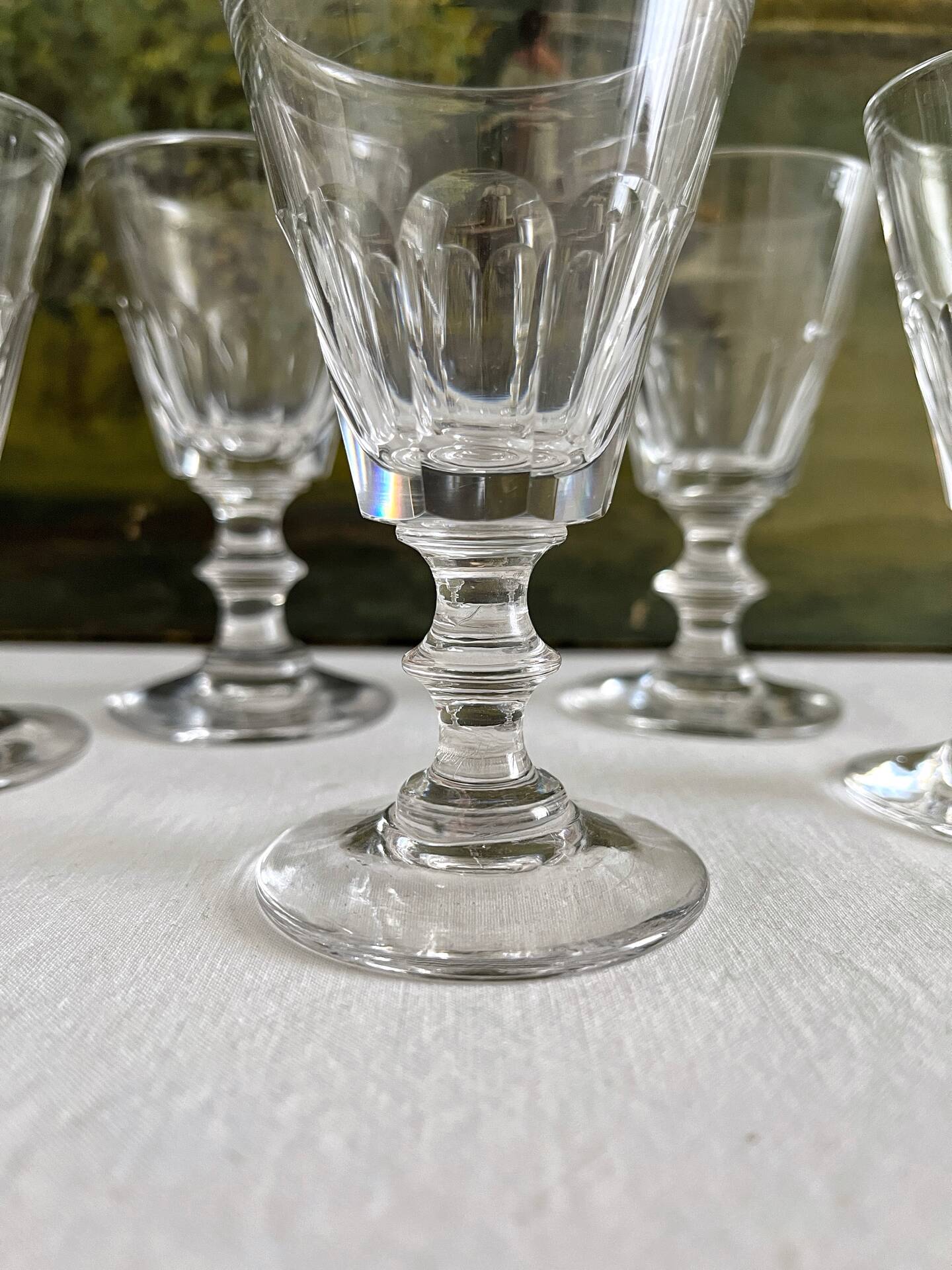 6 antique aperitif wine glasses in crystal "Caton" Saint Louis