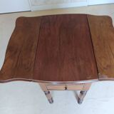 Pair of Louis Philippe style walnut bedside tables / work tables with flap