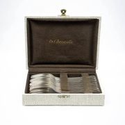 12 dessert forks Christofle Boréal by Luc Lanel, silver-plated metal