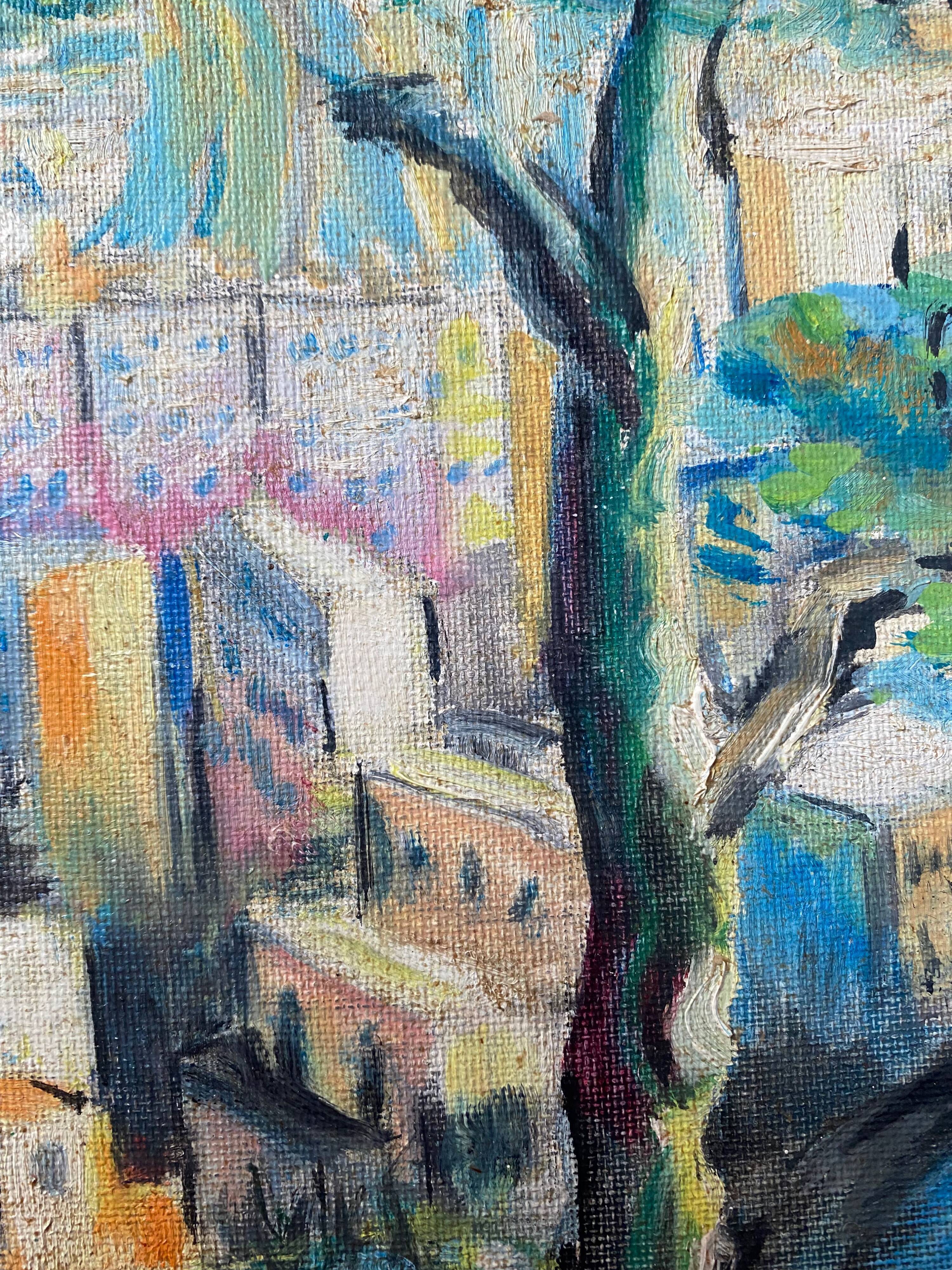 Marine painting "Mediterranean Port" post cubist signed P. Castille Orientaliste