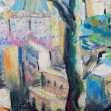 Marine painting "Mediterranean Port" post cubist signed P. Castille Orientaliste