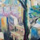 Marine painting "Mediterranean Port" post cubist signed P. Castille Orientaliste