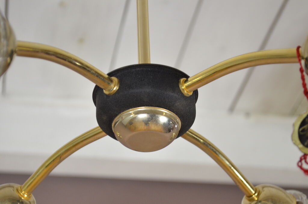 Golden vintage lustre - black metal 1960