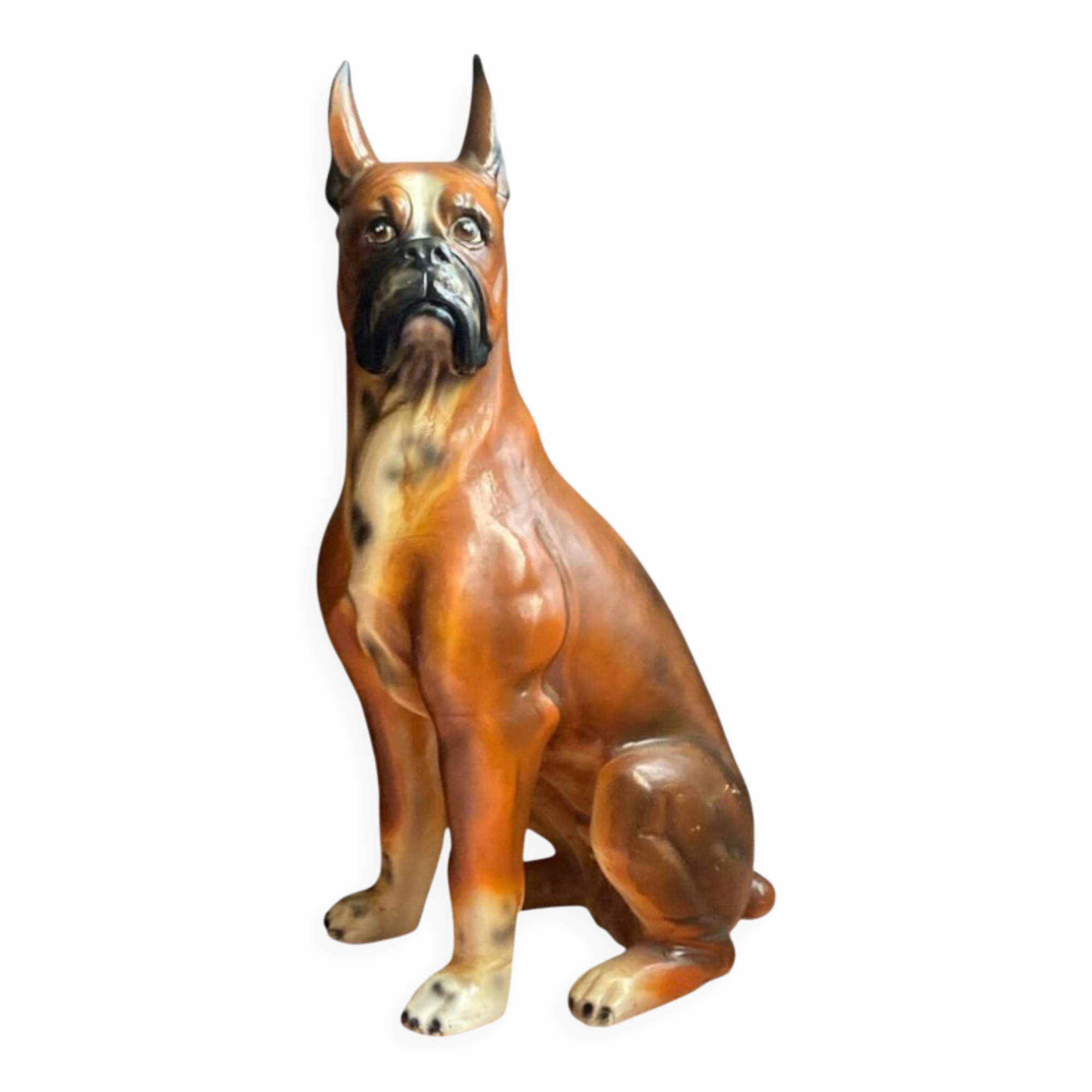 Large vintage Italian earthenware sculpture 79 the boxer dog