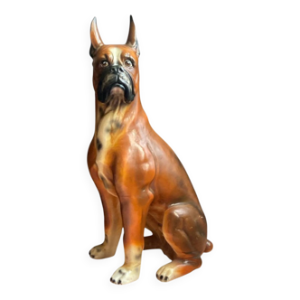 Grande sculpture en faïence italienne vintage 79 le chien boxer
