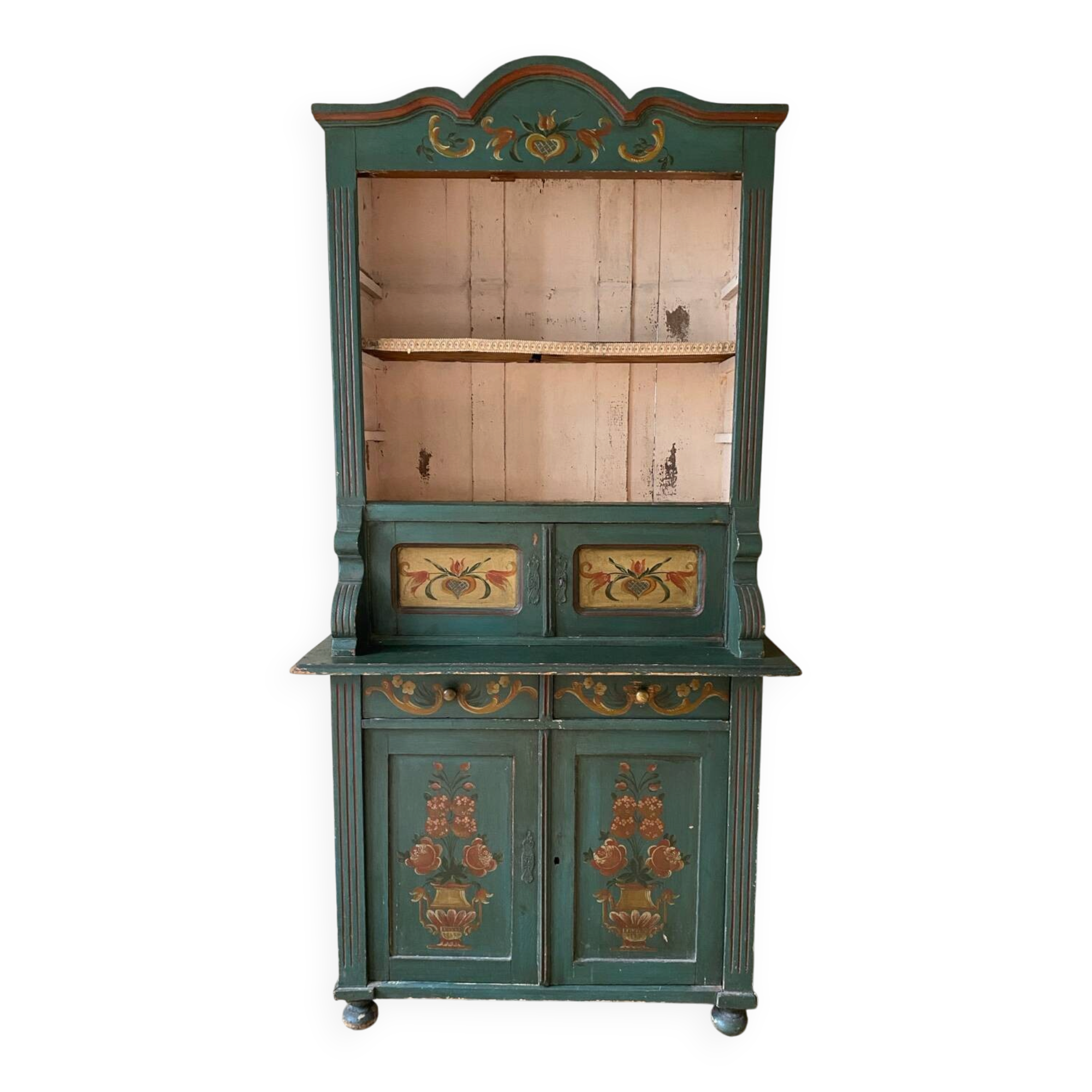 Antique polychrome Alsatian kitchen cupboard