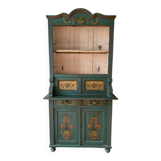 Antique polychrome Alsatian kitchen cupboard